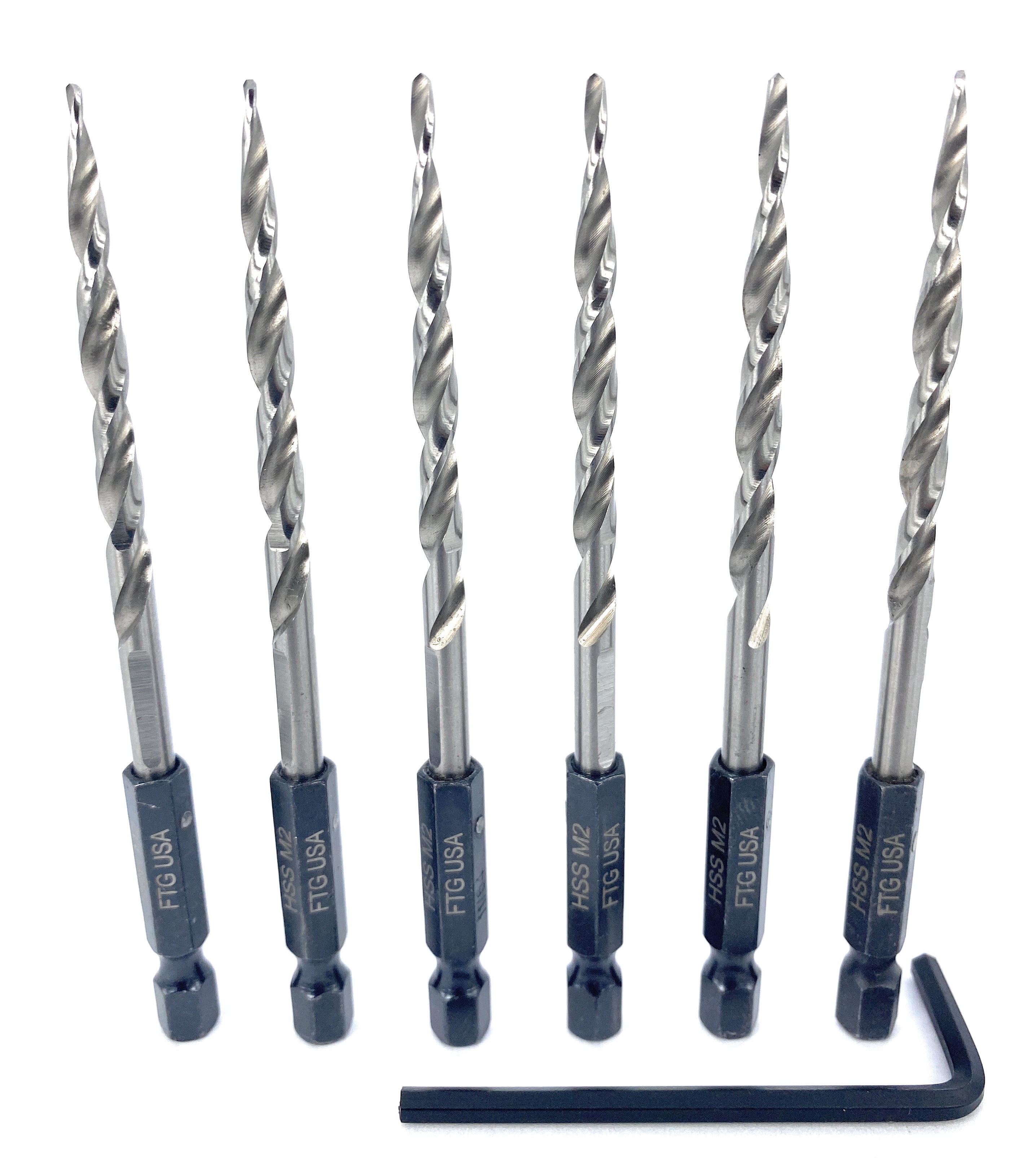 FTG USA Replacement Tapered Countersink Drill Bit Set 6 Pc Bit (#8) 11/64"