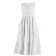 thumbnail image 5 of Zpzdpjkx Summer Imitation Cotton Linen Sleeveless Tank Dresses for Women Casual Pleated A-Line Beach Dress with Pockets White# L, 5 of 6