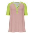 thumbnail image 4 of Womens Plus Size Henley Shirt, Raglan Short Sleeve Shirts for Women Summer Casual Solid Color Button Up Crewneck T-Shirts, 4 of 6