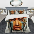 thumbnail image 2 of Designart "Tribal Mask African Kente I" African Tribal Bedding Covert Set - Global Orange People Bed Set With 2 Shams, 2 of 6