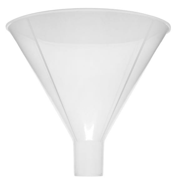 Powder Funnel, 6" (150mm) Diameter - Polypropylene Plastic - Parallel Stem - Resistant to Acids & Alkalis - Great for Laboratory, Classroom or Home Use - Eisco Labs