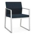 thumbnail image 1 of Fauteuil d'Invité pour Réception Salle d'Attente Soins de Santé / Acier Argenté / Bleu, 1 of 5