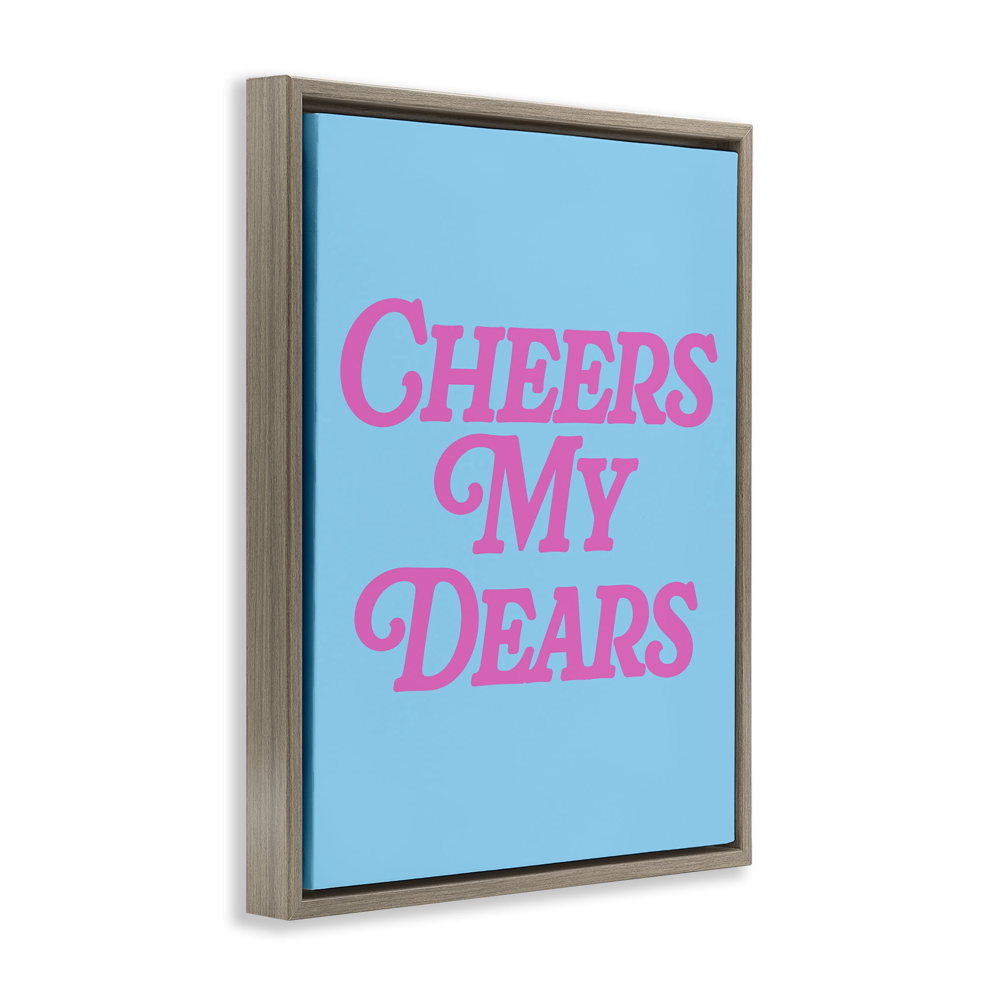Stupell Industries Cheers My Dears Food & Beverage Painting Brown Floater Framed Canvas Art Print Wall Art, 17 x 21