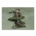 thumbnail image 1 of Fantasy Cutting Board, Westernly Geisha with Cry Make-Up Wrapped by Spiralling Dragon, Decorative Tempered Glass Cutting and Serving Board, Small Size, Olive Green Eggshell, by Ambesonne, 1 of 1