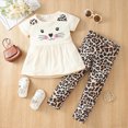 thumbnail image 2 of HCNTES Toddler Girl Daily Set Cat Print Peplum Tee and Leggings 2 Piece Ideal for After School Play and Casual Wear, 2 of 7