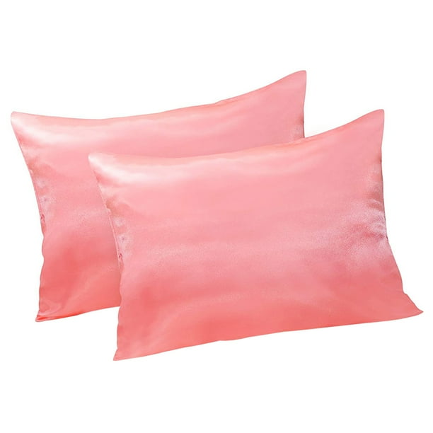 Bewildely 2 uds funda de almohada poliéster satén funda de almohada ropa de cama funda de almohada para dormir Juegos de cama rosado 51*76cm Bewildely HA003643-17