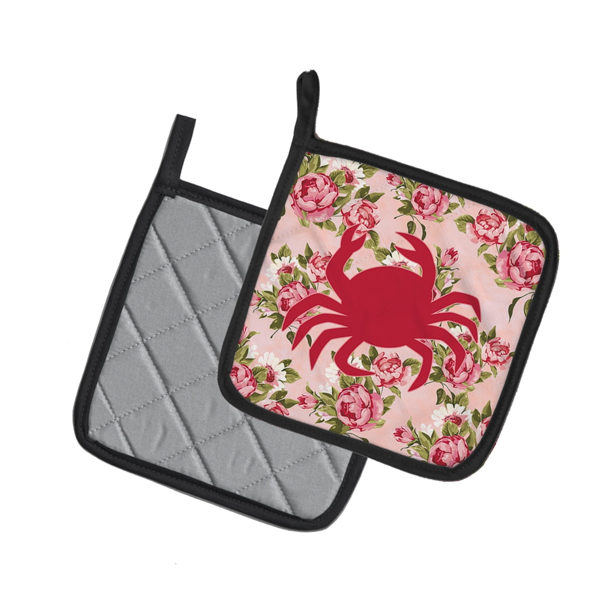 Caroline's Treasures BB1024-RS-PK-PTHD Crab Shabby Chic Pink Roses Pair of Pot Holders , 7.5HX7.5W, multicolor