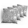 thumbnail image 5 of Ambesonne Mandala Throw Pillow Cover 4 Pack, Eastern Lace Floral Image, 20", White and Grey, 5 of 7