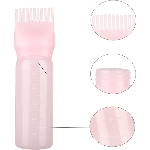 1 Pack Pink Hair Dye Brush Bottle Root Comb Applicator Bottle Hair Coloring Dye Applicator Scalp Treatment Bottle (pink)