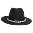 thumbnail image 4 of Segolike Classic Fedora Hat Wide Brim Costume with Chain Trilby Hat Flat Brimmed Accessories Photo Props Top Hat for Casual Party Girls Boys Cowgirl Black and Multicolor, 4 of 8