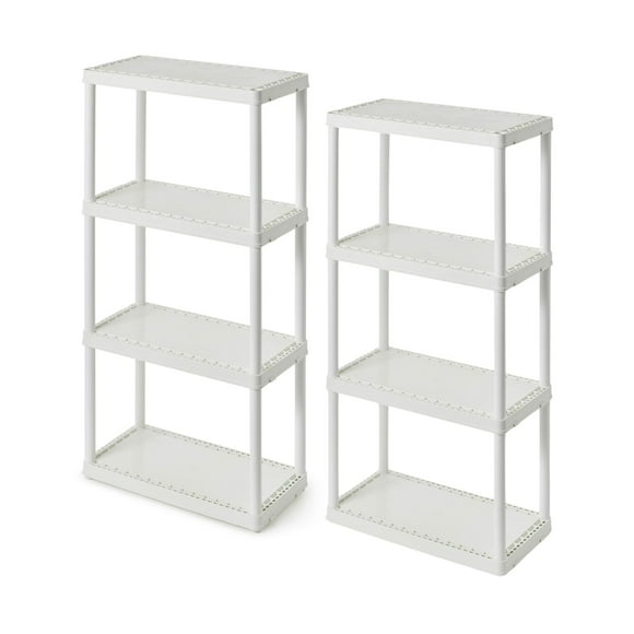 Gracious Living Unité de Rangement Légère à 4 Tablettes à Hauteur Fixe, Blanc (Lot de 2)
