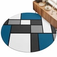 thumbnail image 2 of Small Round Rug 3Ft, Abstract Blue Grey Non-Slip Washable Circle Rugs Carpet, Modern Geometric Color Blocks Indoor Outdoor Rug Floor Mats Throw Runner for Bedroom Living Room Bathroom, 2 of 8