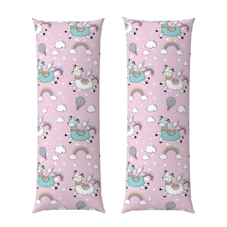 Naloa Llama Unicorn and Rainbow Super Soft 20x60 Body Pillow Case,Long Side Hidden Zipper（PILLOWS ARE NOT INCLUDED）