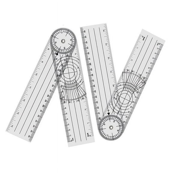 4 Pieces Goniometer Physiotherapy 360 Degree Rotation Protractor PVC for Physiotherapy, Sports Therapy