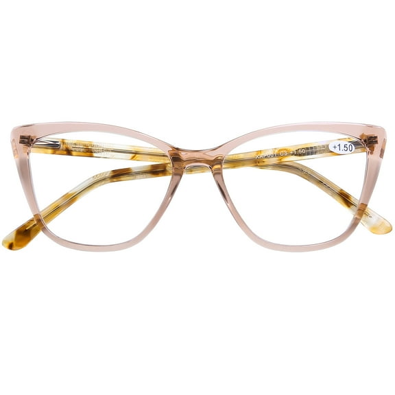 DOOViC Fashion Cat Eye Reading Glasses for Women Blue Light Blocking Anti Eyestrain Acetate Readers, with Hard Shell Glasses Case