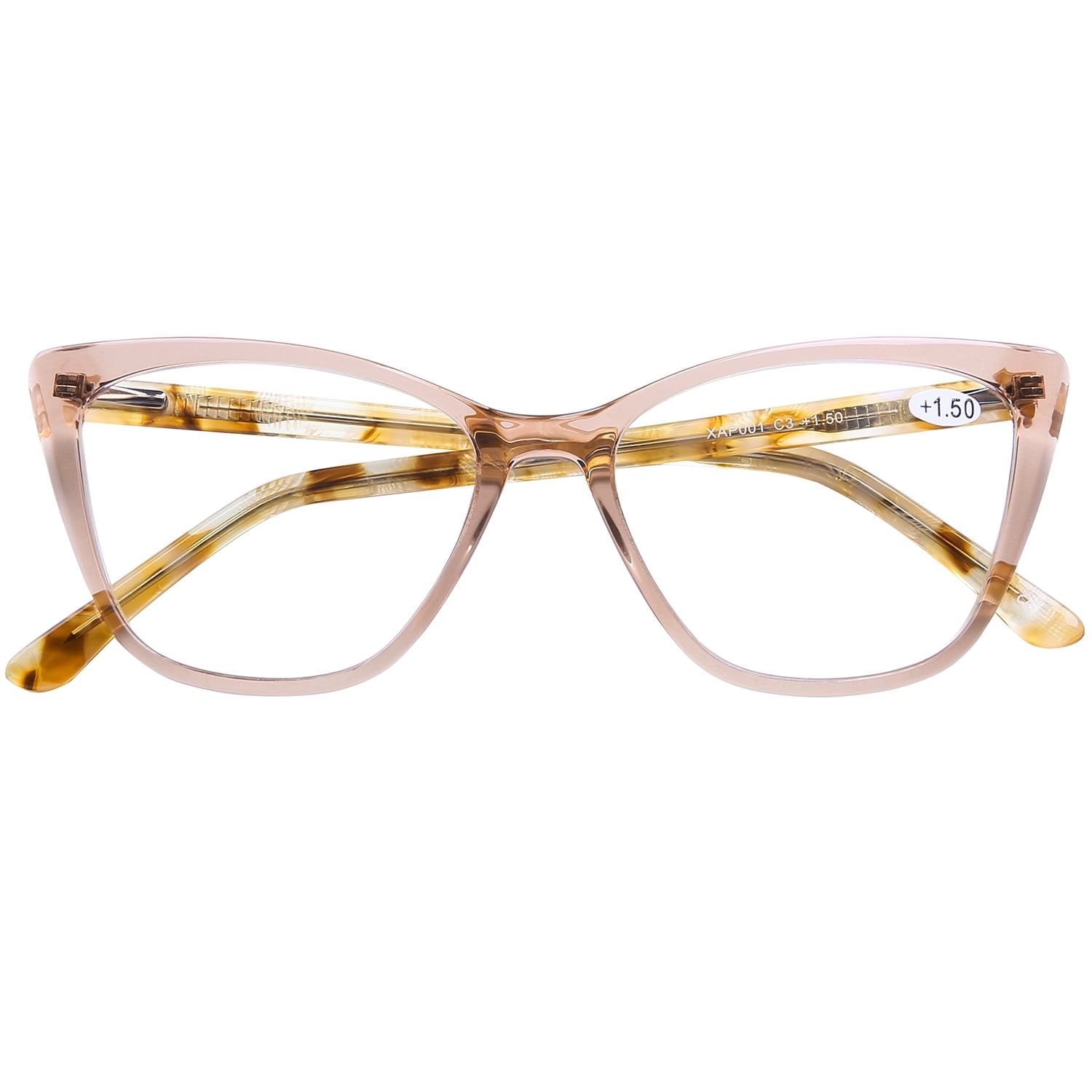 DOOViC Fashion Cat Eye Reading Glasses for Women Blue Light Blocking Anti Eyestrain Acetate Readers, with Hard Shell Glasses Case