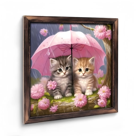 Room Decor Art Prints:  Cat in The Rain  Wooden  Art Prints  for Gift Home Wall Decor for Living Room, Kitchen, Bedroom And Office. Vintage  08×08inch(20×20cm)