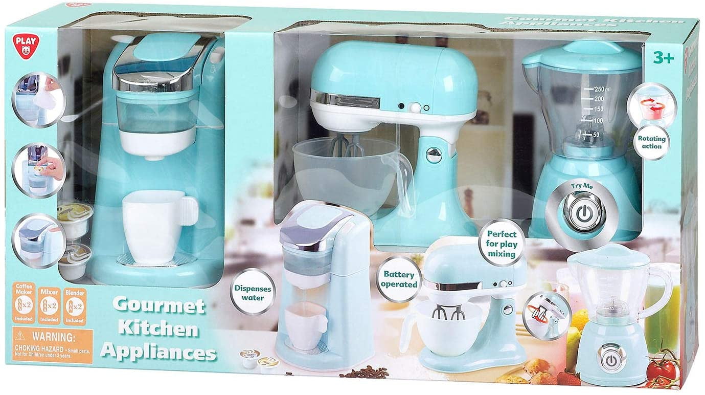 Kitchen appliances playset toy with coffee maker kettle toaster cup and more 