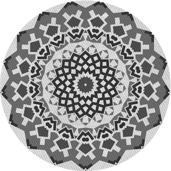 Ahgly Company Indoor Round Patterned Carbon Gray Area Rugs, 5' Round
