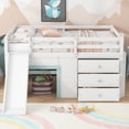 thumbnail image 3 of Full Bed Frame, Double Bed Frame,Full Size Low Loft Bed with Slide,Three Storage Drawers and Two Doors,White, 3 of 11