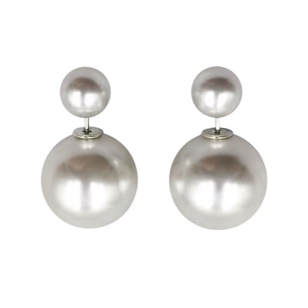 1Pair Reversible Double Sided Two Size Pearl Stud Earrings Daily Women Jewelry