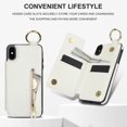 thumbnail image 5 of Allytech Wallet Case for iPhone XR, Card Holder & Zipper Pocket, Finger Grip Ring, Screen & Camera Protection, Luxury PU Leather Kickstand Double Buttons Flip Shockproof Case - White, 5 of 7