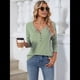thumbnail image 5 of Camisetas de Rayas de Larga para Mujer, Camisetas Informales con Cuello en V y Botones para Otoño, Blusas Modernas. Verde y XL, 5 of 9
