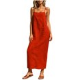 thumbnail image 2 of QUNYINEY Red Sun Dresses for Women A Line Summer Long Sleeveless Slip Dress Square Neckline Beach Loose Fit Vacation Dresses, 2 of 5