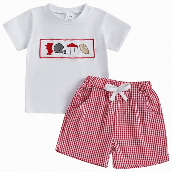 Gibobby Toddler Baby Girl Summer Clothes Set Kid Outfits Short Sleeves T-Shirt Tops   Plaid Shorts Cute Outfits Set For Kids Summer Outfits 0-24 Months 2t 3t 4t 5t 6t 7t(5-6 Years,Red)