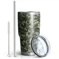 thumbnail image 2 of 30oz Pixel Green Camo Digital Pattern Tumblers Stainless Steel Tumbler with Lid and Straw,Vacuum Insulated Double Wall Travel Tumbler Cups Mug with Cleaning Brush for Coffee,Tea, 2 of 7