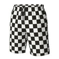 thumbnail image 4 of Logiee Black and White Checkerboard Print Mens Swim Trunks Quick Dry Board Shorts,Breathable Hawaii Beach Shorts Swimwear Bathing Suits-3X-Large, 4 of 6