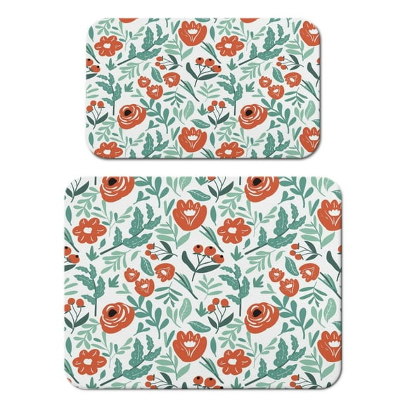 2 Pack Washable Rubber Leaves Multicolored Flower Dish Drying Mats for Kitchen Counter Home Large Coffee Bar Pad Accessories and Decor for Utensils Stemware (2pcs 18''x24'' 19.5''x12'')