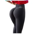 thumbnail image 4 of Pantalones de fitness de cintura alta y cadera de color melocotón, pantalones deportivos ajustados y elásticos sexis para mujer, pantalones de yoga de color melocotón, 4 of 5
