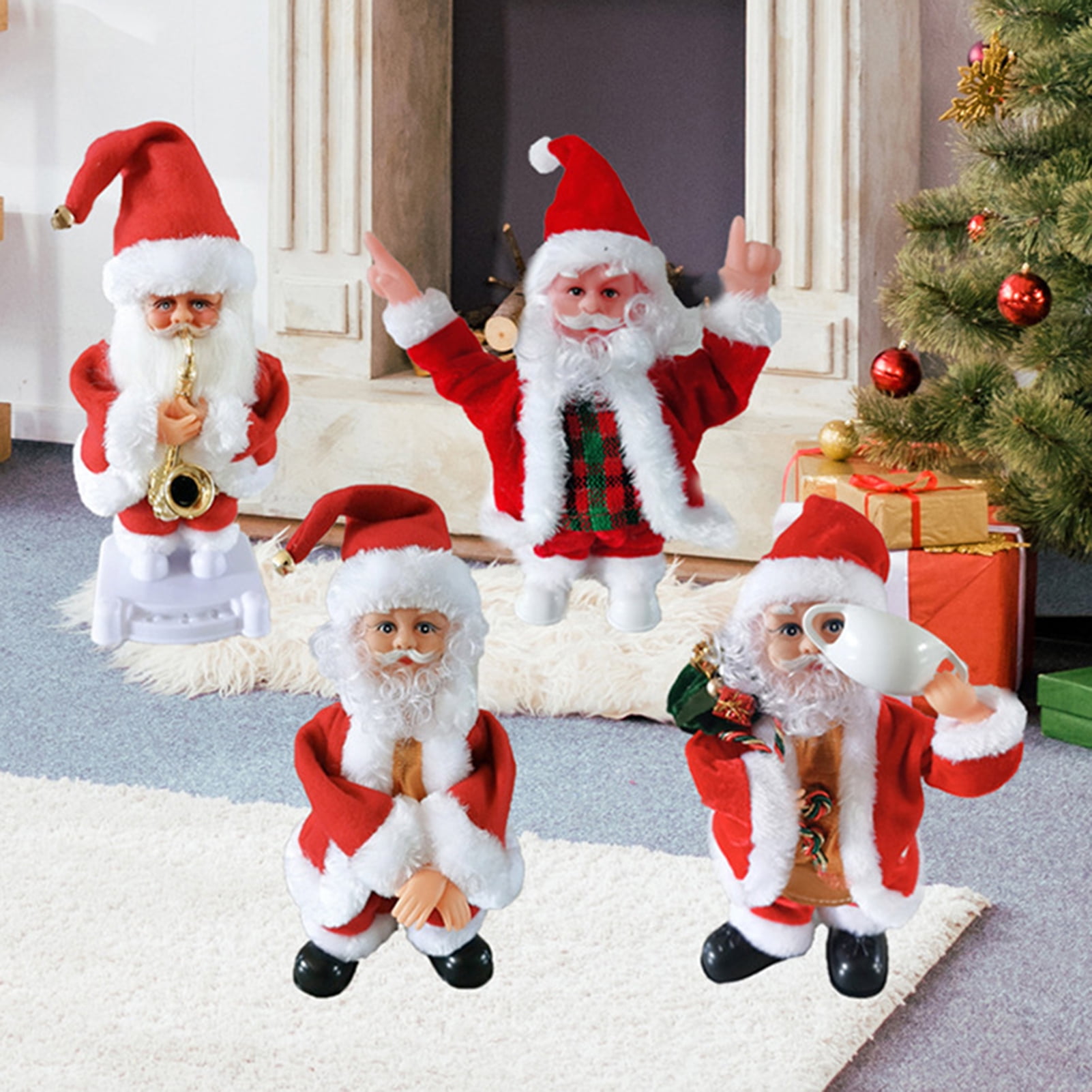 Electric Christmas Santa Claus Toy Hip Shaking Dancing Xmas Santa Dolls