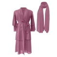 thumbnail image 4 of oqasdz Girls Dresses Elegant Solid Three Layer Chiffon with Waistband and Headscarf for Celebration Holiday Party Dress, 4 of 5