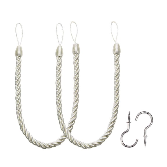 Curtain Tiebacks Ropes Tie-Backs, Handmade Curtain Holdbacks (Cream, 2pack)