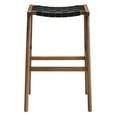 thumbnail image 5 of Modway Saoirse 29.5" Woven Leather & Wood Bar Stool in Black/Walnut (Set of 2), 5 of 10