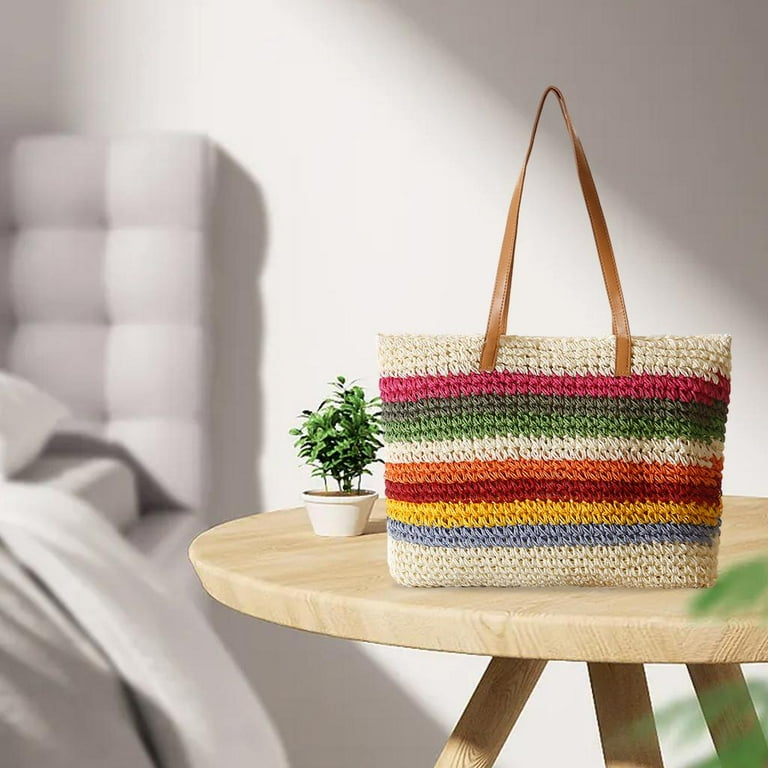 Colorful straw handbags best sale