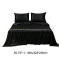 thumbnail image 3 of Satin Sheet Set 4 Piece King, under $5! Ke1Clo Soft Hotel Luxury Bed Sheets, Deep Pocket Fitted Sheet Flat Sheet Pillowcases, 79.92x60.24x13.78inch (Black), 3 of 6