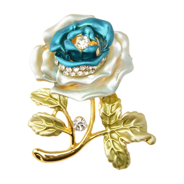 Guardurnaity Broches para mujer y niña, alfileres esmaltados con diamantes de imitación rosas, broche con purpurina, joyería, chal, decoraciones Accesorios de disfraces Azul