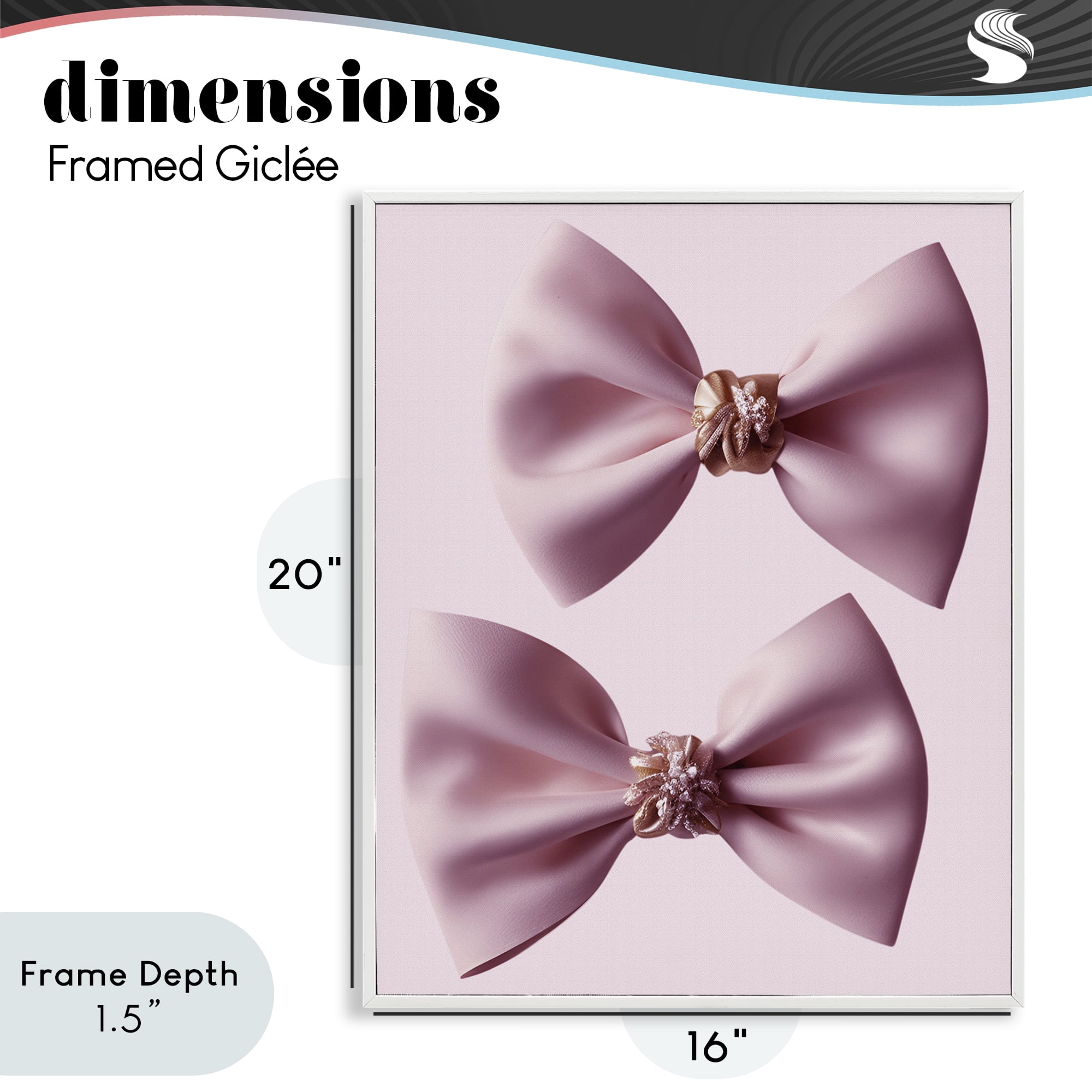 Stupell Industries Elegant Bows with Glam Details White Framed Giclee Art, design by Jesse Keith
