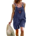 thumbnail image 4 of TIMIFIS Women Summer Loose Solid Sleeveless Jumpsuit Rompers Spaghetti Strap Waist Short Pant Rompers With Pockets Sundresses ummer, 4 of 6