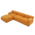 thumbnail image 5 of Aukfa 93" Sectional Sofa, Living Room Modular Couch with Ottoman, Pillow Top Arms, Teddy Fleece, Orange, 5 of 10