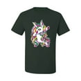 thumbnail image 2 of Wild Bobby, Awesome Dabbing Dab Rainbow Unicorn Fantasy, Streetwear, Men's Graphic Tees, Forest Green, 3XL, 2 of 3