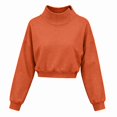thumbnail image 5 of Womens Mock Neck Sweatshirts Long Sleeve Loose Fit Cropped Shirts Casual Soft Trendy Shirts Basic Tees Cute Y2K Fashion Pullover Top Tunics 2026 Fall Outfits womens tops Orange XL, 5 of 8