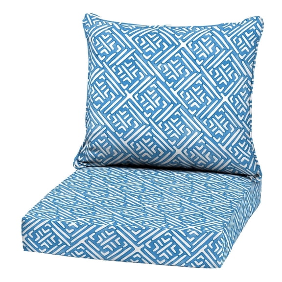ARDEN Outdoor Deep Seat Cushion Set, 22 in x 24 in, Weather-Proof, Rain-Proof, Fade Resistant Patio Cushion Amalfi Blue Tile