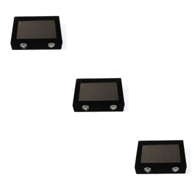 ZheElen Elegant And Exquisite Jewellery Display Box Large Capacity Well Organized ABS Jewellery Display Stand Ring Display Box black 3Set