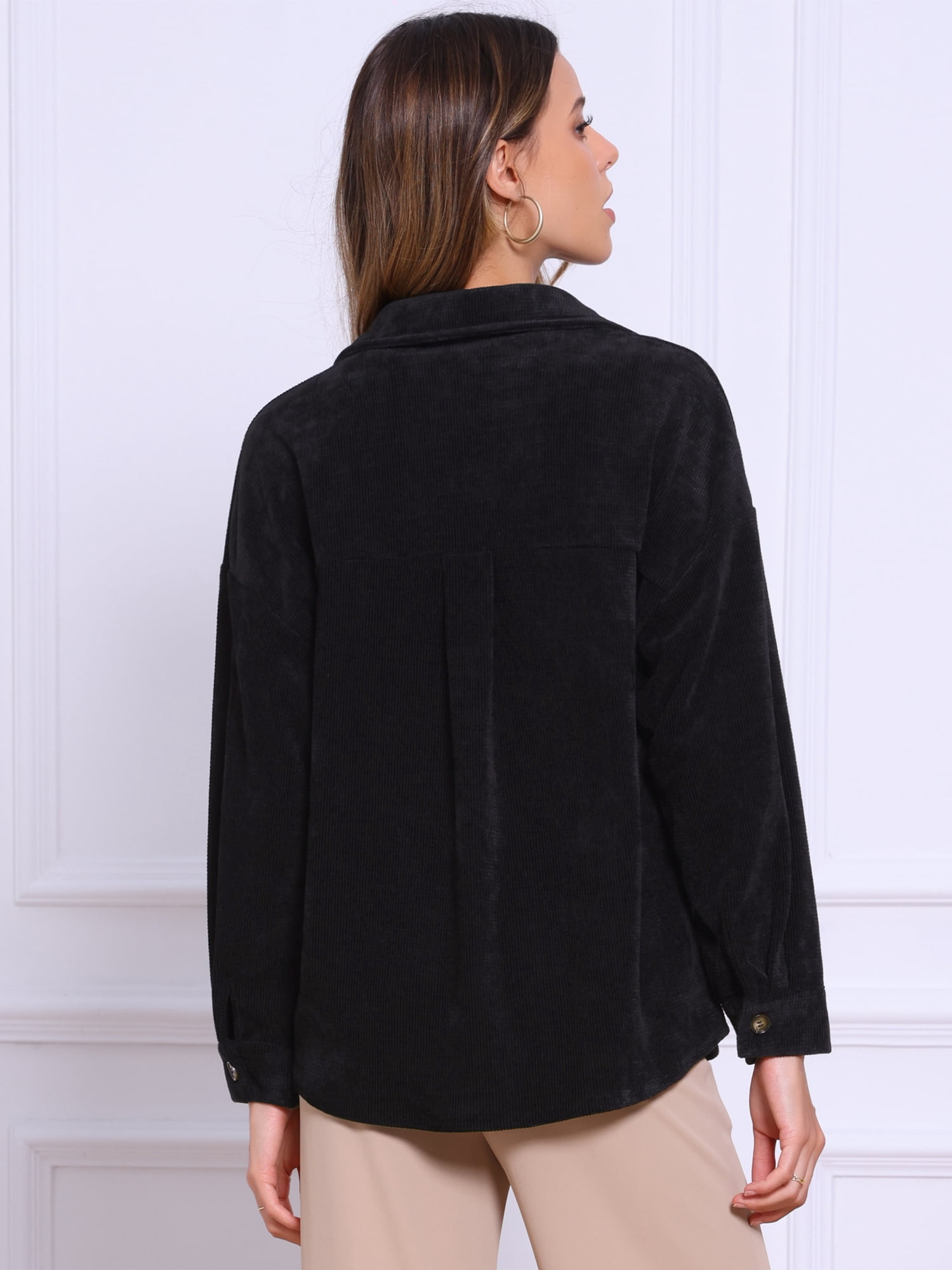 DARING DIVA Women's Button Down Oversized Casual Shirts XS Black