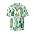 thumbnail image 4 of Uemuo Cactus Plants1 Pattern Cotton Linen Short Sleeve Shirts,Casual Lightweight Button Down Shirts,Vacation Beach Summer Tops-, 4 of 7