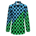 thumbnail image 4 of Blue Green Color Block Loose Blouse Black Dot Casual Oversize Blouses Women Long-Sleeve Trendy Shirt Autumn Graphic Tops, 4 of 7